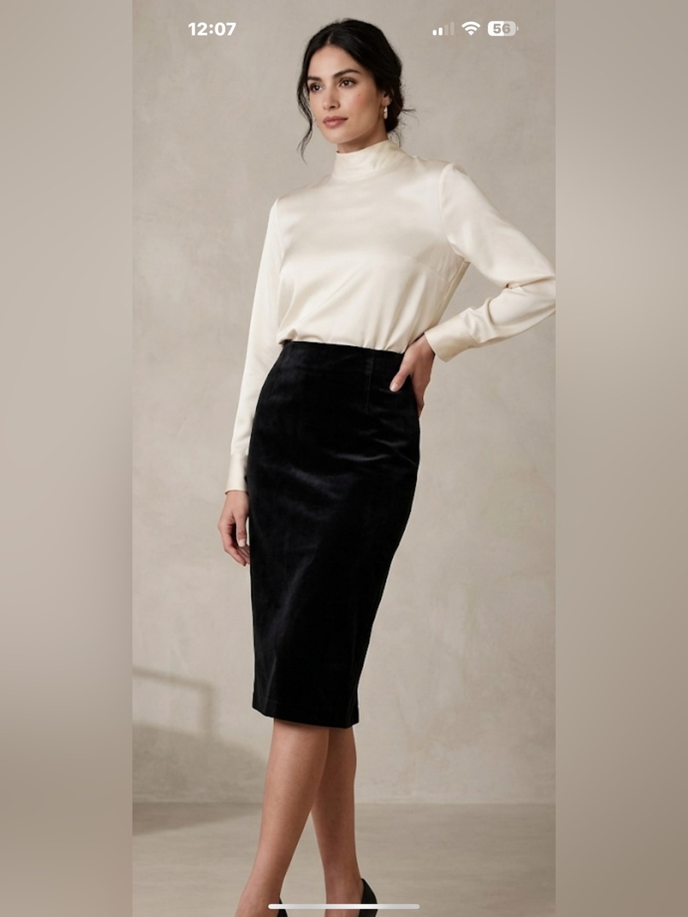 Emanuel Ungaro Black Velvet High-Waist Pencil Skirt NWT